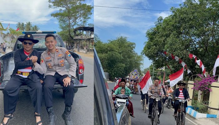 Kapolsek Iptu Dovie Ikut Tampil Bersepeda Ontel Wujudkan Senergitas Aparat Dengan Masyarakat Dalam Karnaval Budaya Kecamatan Lenteng